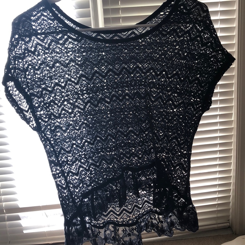 Hollister crocheted short sleeve sweater